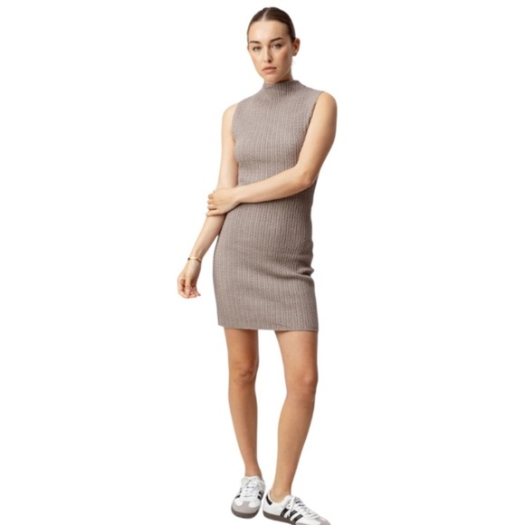 Sundays Fay Cableknit Dress NWOT Sleeveless Mini Dress in Toast - Picture 2 of 12